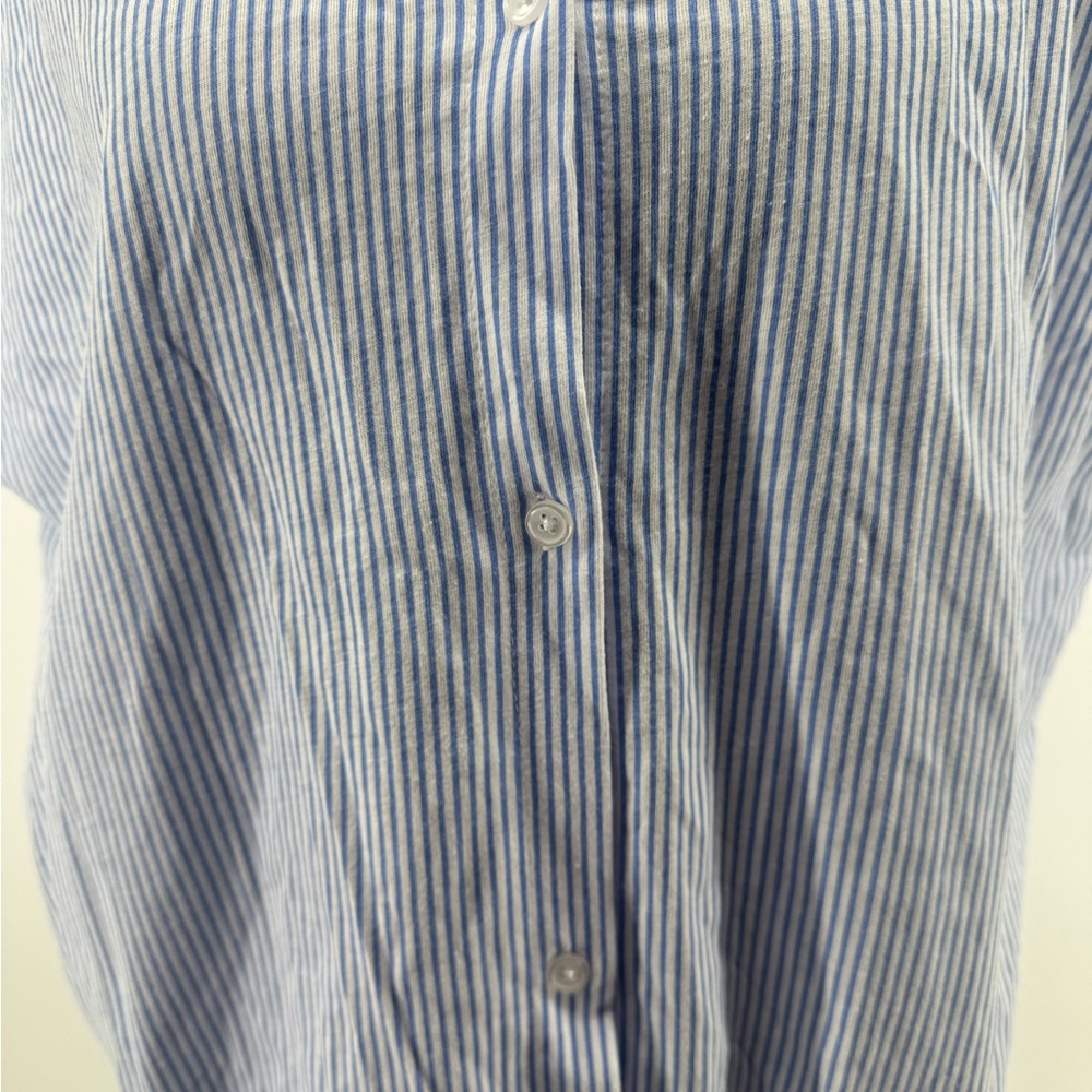 Mesh + Lace Women’s Blue white striped Button down drawstring size 1X NWT - Picture 3 of 8